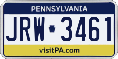 PA license plate JRW3461