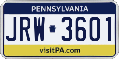 PA license plate JRW3601