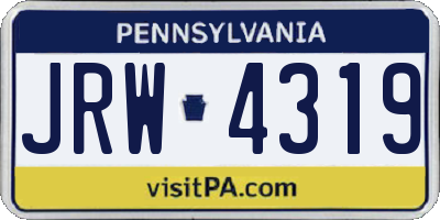 PA license plate JRW4319