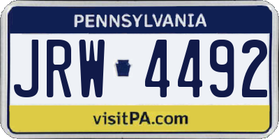 PA license plate JRW4492
