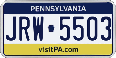 PA license plate JRW5503
