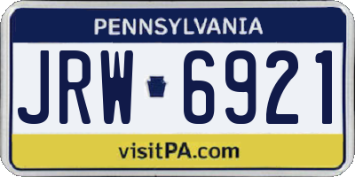 PA license plate JRW6921