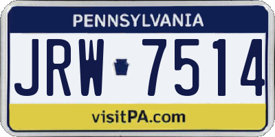 PA license plate JRW7514