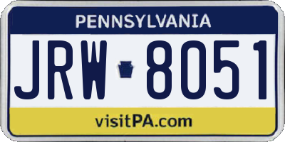 PA license plate JRW8051