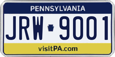 PA license plate JRW9001