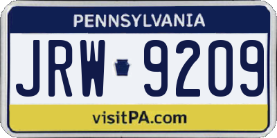 PA license plate JRW9209