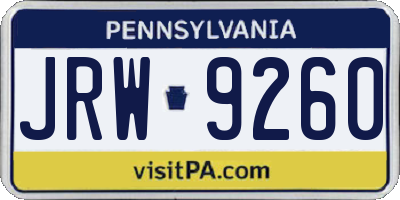 PA license plate JRW9260