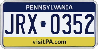 PA license plate JRX0352