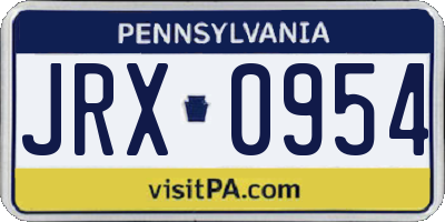 PA license plate JRX0954