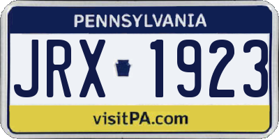 PA license plate JRX1923