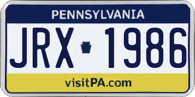 PA license plate JRX1986