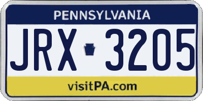 PA license plate JRX3205