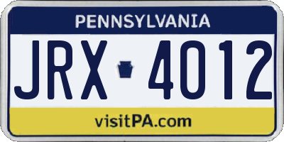 PA license plate JRX4012