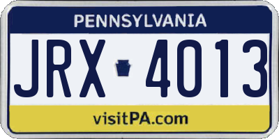 PA license plate JRX4013
