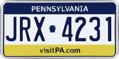 PA license plate JRX4231