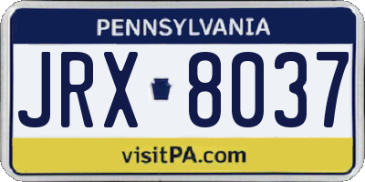 PA license plate JRX8037