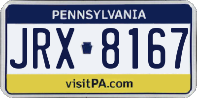 PA license plate JRX8167