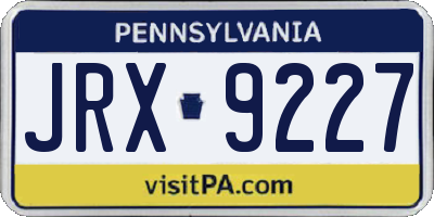 PA license plate JRX9227