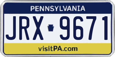 PA license plate JRX9671