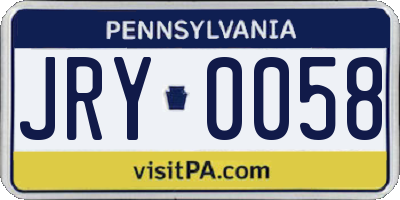 PA license plate JRY0058