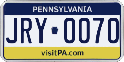PA license plate JRY0070