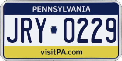 PA license plate JRY0229