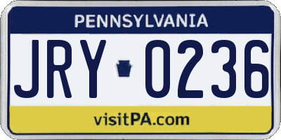 PA license plate JRY0236
