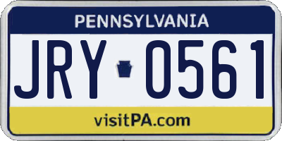 PA license plate JRY0561