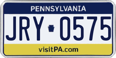 PA license plate JRY0575
