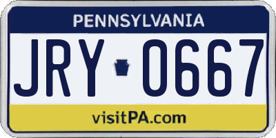 PA license plate JRY0667