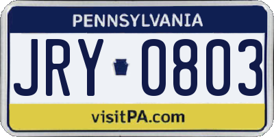 PA license plate JRY0803