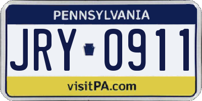PA license plate JRY0911