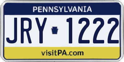 PA license plate JRY1222