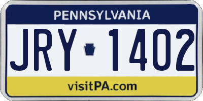 PA license plate JRY1402