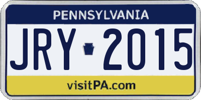 PA license plate JRY2015