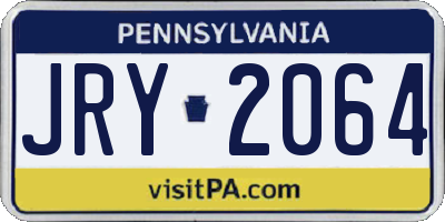 PA license plate JRY2064