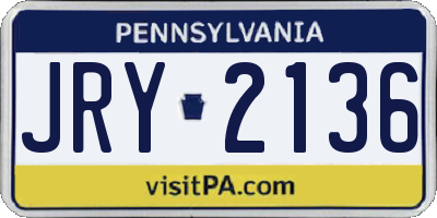 PA license plate JRY2136