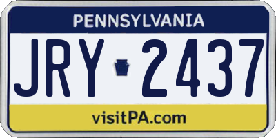 PA license plate JRY2437