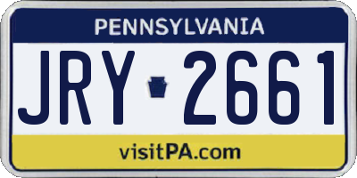 PA license plate JRY2661