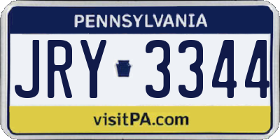 PA license plate JRY3344