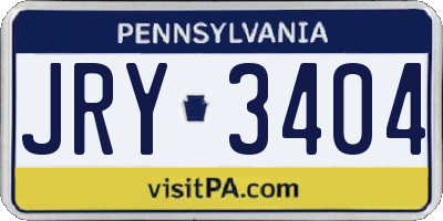 PA license plate JRY3404