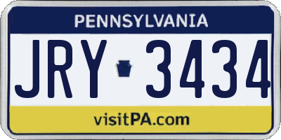 PA license plate JRY3434