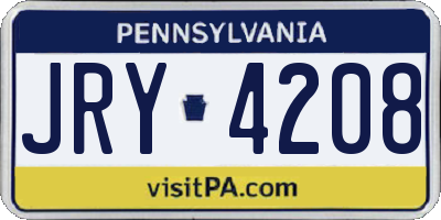 PA license plate JRY4208