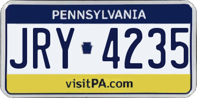 PA license plate JRY4235