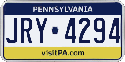 PA license plate JRY4294