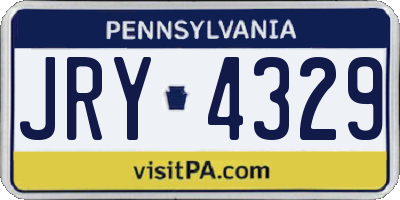 PA license plate JRY4329