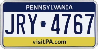 PA license plate JRY4767