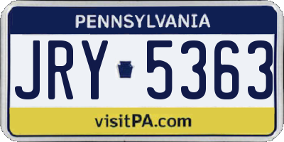 PA license plate JRY5363