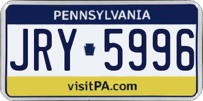 PA license plate JRY5996