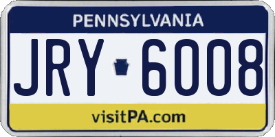 PA license plate JRY6008
